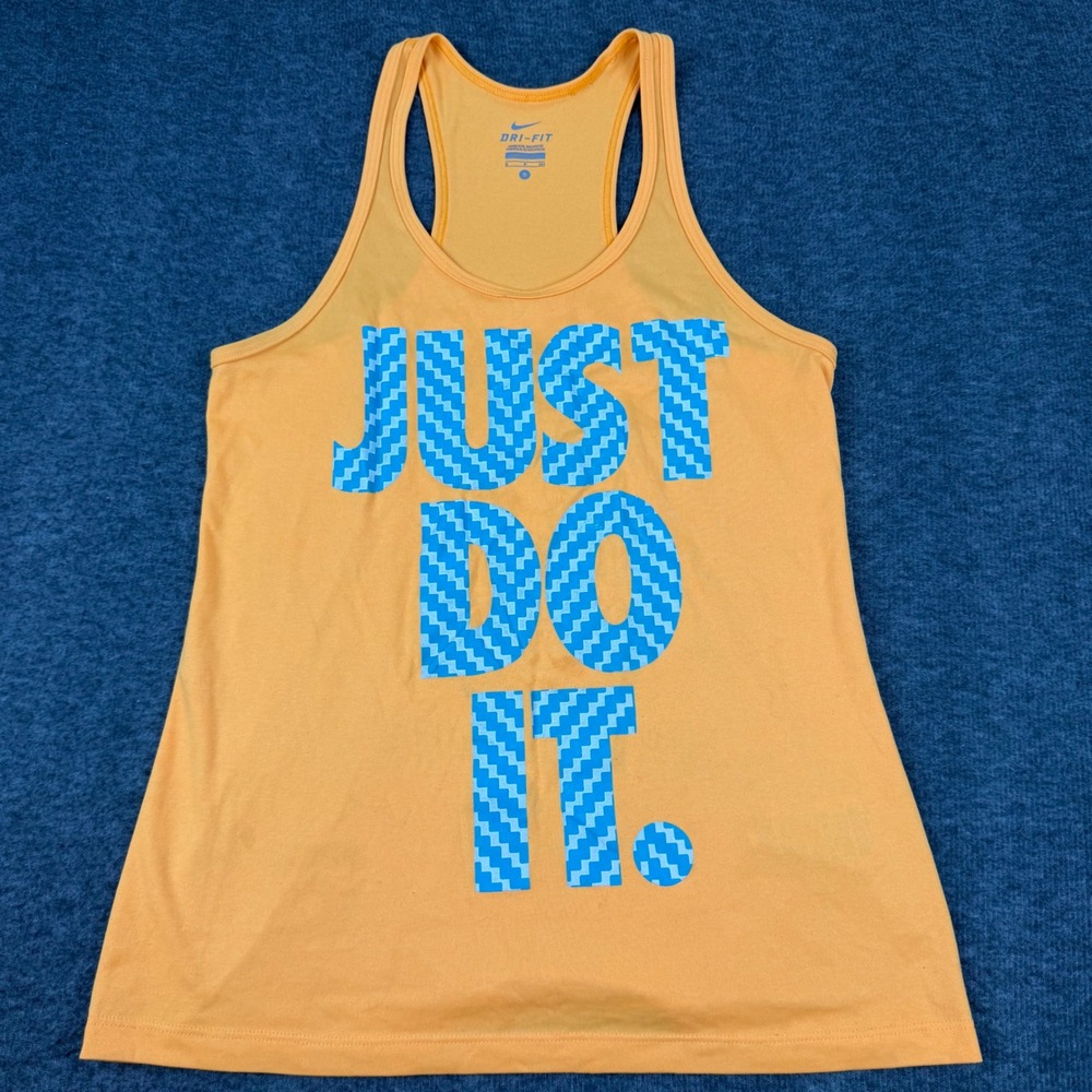 Nike Tank Top Women's Small Orange Just Do It Dri-FIT Racerback Graphic